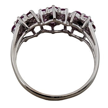 9ct White Gold Pink Sapphire / Diamond Cluster Ring Size M